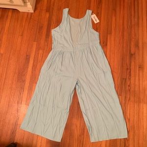 Light-Teal Capri Jumpsuit
